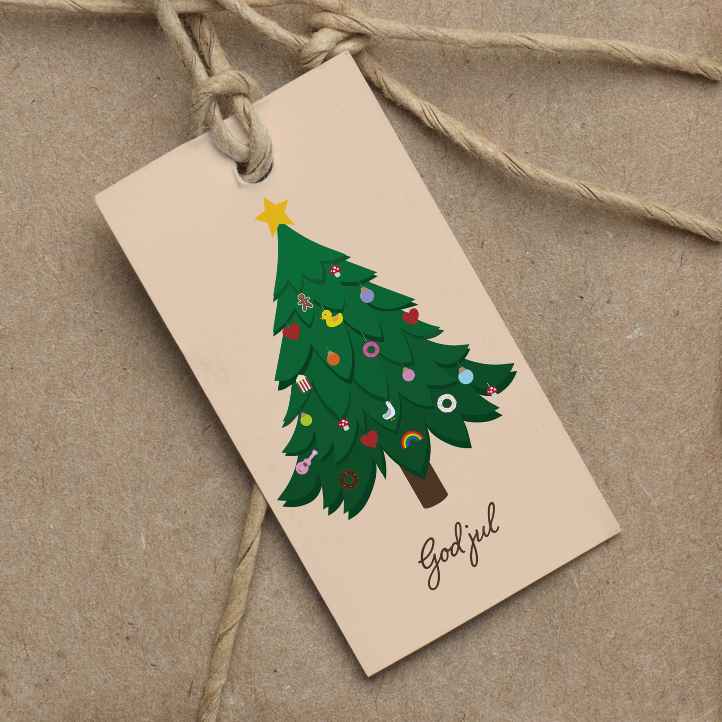 Pakke med gavelapper JUL: Fargerik jul