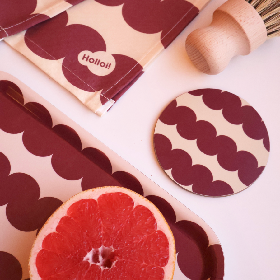 Kjøkkenhåndkle og brett Skrue Vinrød