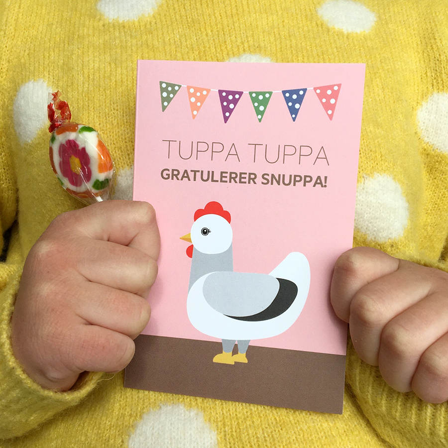 Kort Tuppa tuppa, gratulerer snuppa