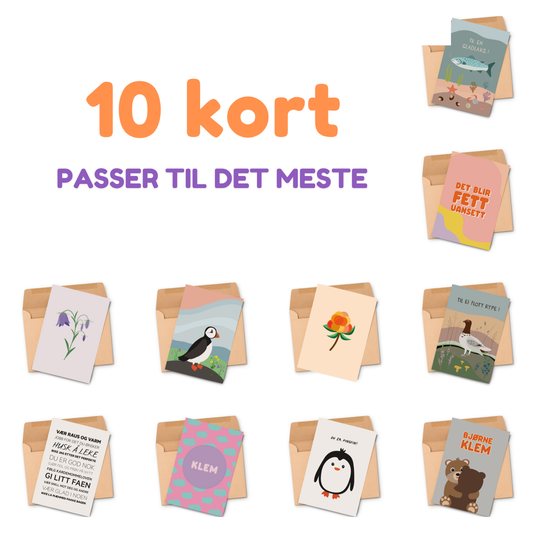 Kortpakke med 10 kort: Passer til det meste