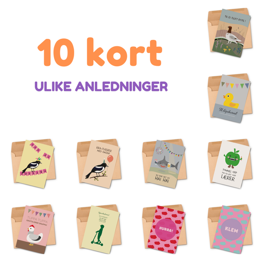 Kortpakke med 10 kort: Ulike anledninger