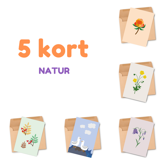 Kortpakke med 5 kort: Natur