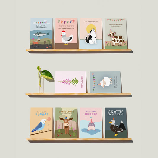 Kortpakke med 10 kort: Bursdag!