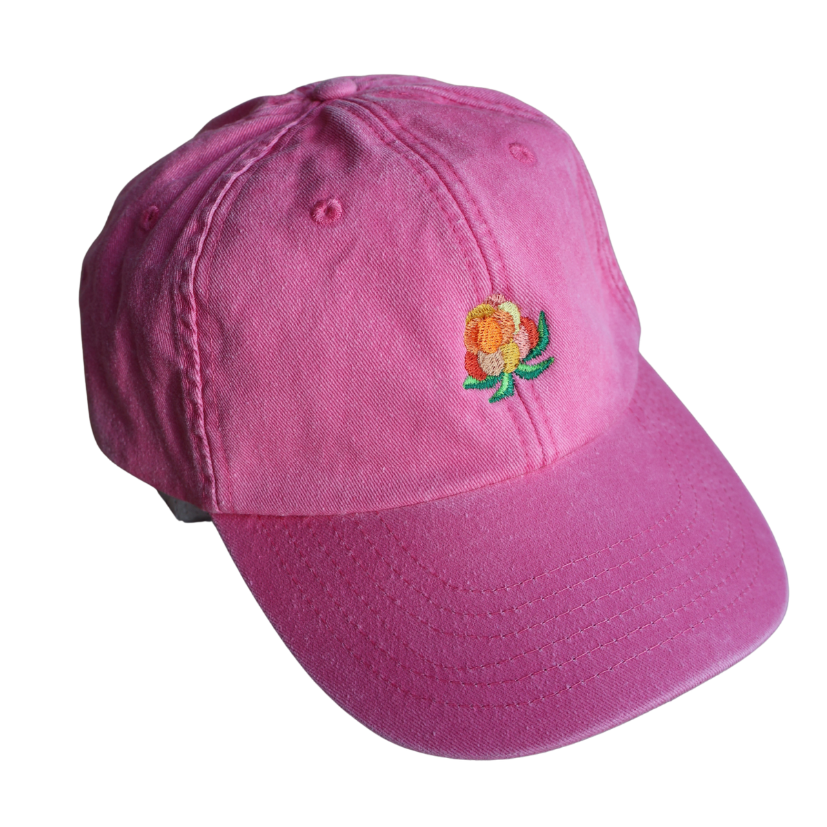 Rosa vintage caps i bomull med brodert multemotiv fra Holloi
