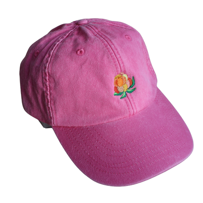 Rosa vintage caps i bomull med brodert multemotiv fra Holloi