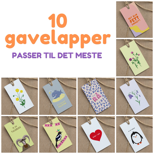 Pakke med 10 gavelapper: Passer til det meste