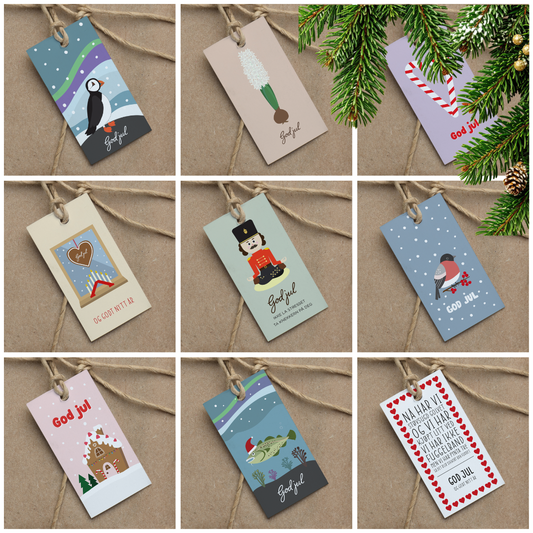 Pakke med gavelapper JUL: Juleglede