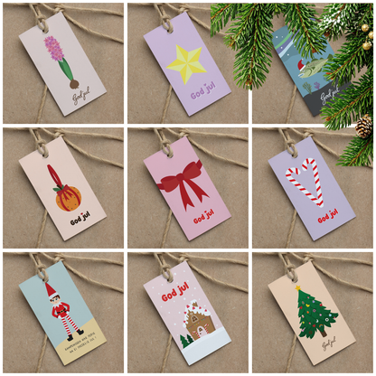 Pakke med gavelapper JUL: Fargerik jul