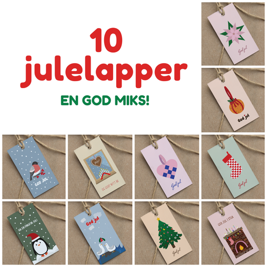 Pakke med 10 gavelapper JUL: En god miks!