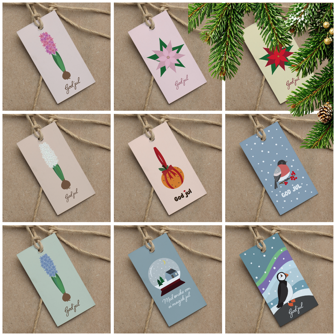 Pakke med gavelapper JUL: Klassisk