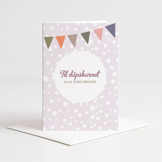 Kort Til dåpsbarnet rosa