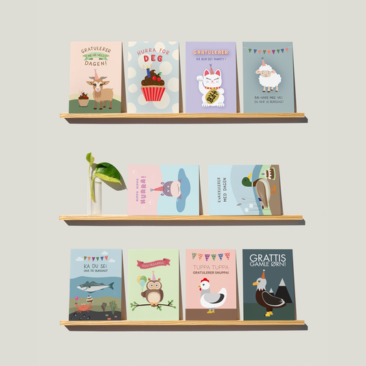 Kortpakke med 10 kort: Bursdag!