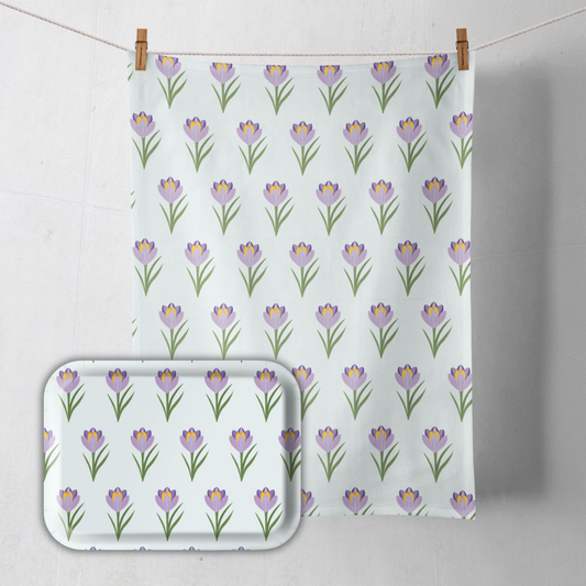 Kjøkkenhåndkle og brett Krokus