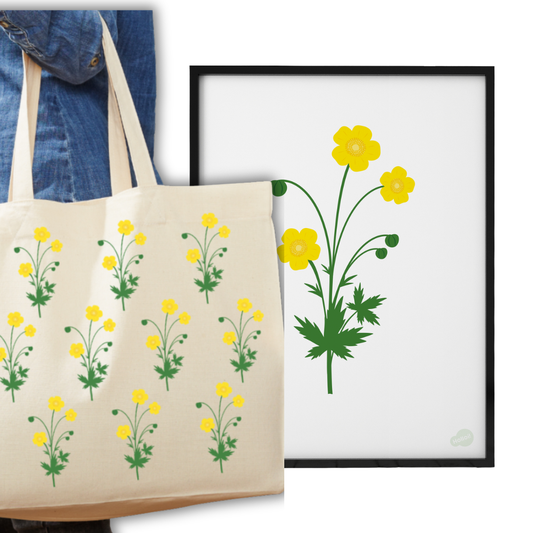 Sett med Tøyveske og Plakat Smørblomst