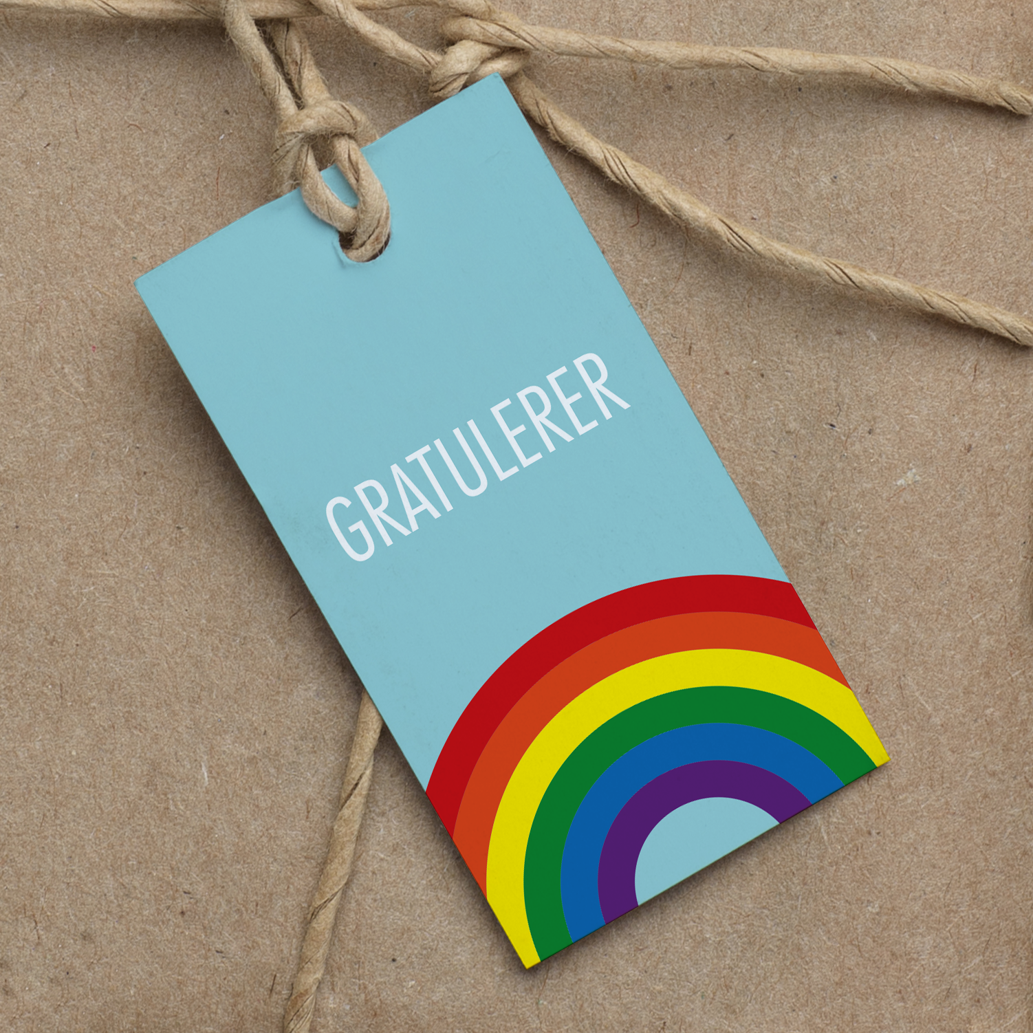 Gavelapp Gratulerer, regnbue