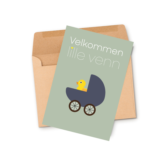 Kort Velkommen lille venn grønn