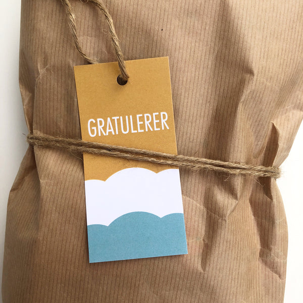 Gavelapp Gratulerer blå